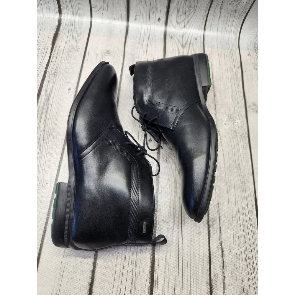 Clarks Gleeson Hi Gore-Tex Boots Mens 10 M Black Leather Ankle Chukka Waterproof
